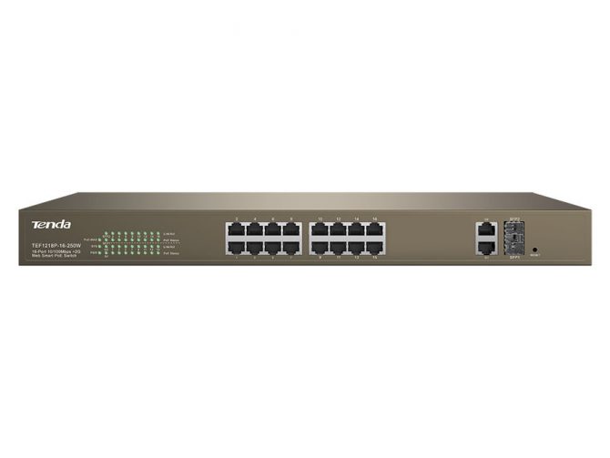 16 Port Smart PoE Switch, 16 PoE, 2 Uplink 230W
